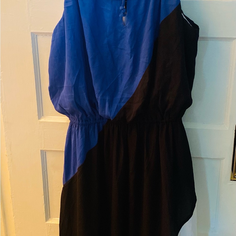Midnight Velvet Colorblock Blue and Black  Maxi Dress